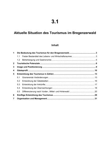 Aktuelle Situation des Tourismus im Bregenzerwald