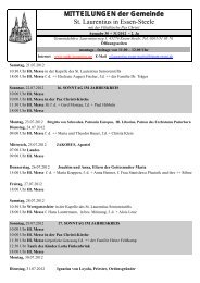 MITTEILUNGEN der Gemeinde St. Laurentius in Essen-Steele