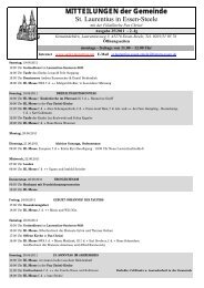 MITTEILUNGEN der Gemeinde St. Laurentius in Essen-Steele