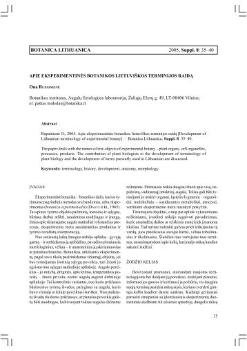 BOTANICA LITHUANICA 2005, Suppl. 8: 35–40 - Botanikos institutas