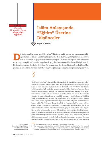 Ä°slam AnlayÄ±ÅÄ±nda "EÄitim Ãzerine DÃ¼ÅÃ¼nceler - DEM