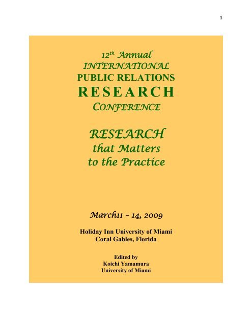Public Reltations Conference Display 12th Annual - International Public Relations Research Conference
