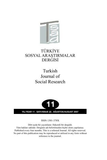 Turkish Journal of Social Research - Eski Sayılar - Türkiye Sosyal ...