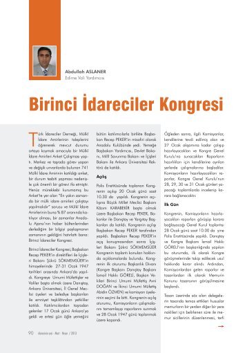 Birinci Ä°dareciler Kongresi Abdullah ASLANER - TÃ¼rk Ä°dareciler ...