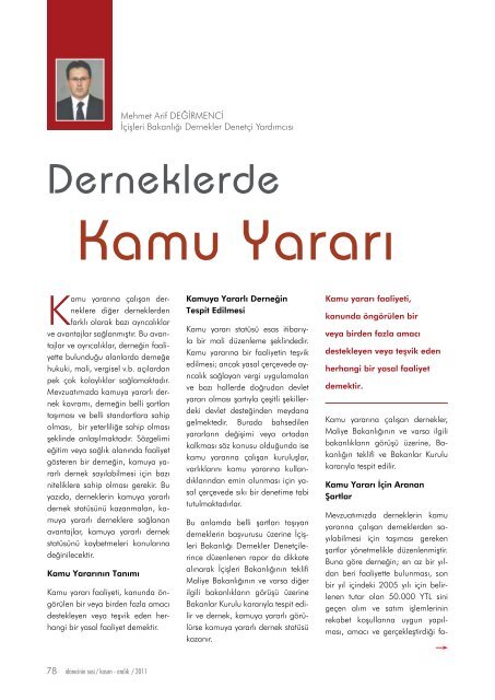 Derneklerde Kamu YararÄ± Ahmet Arif DEÄÄ°RMENCÄ°