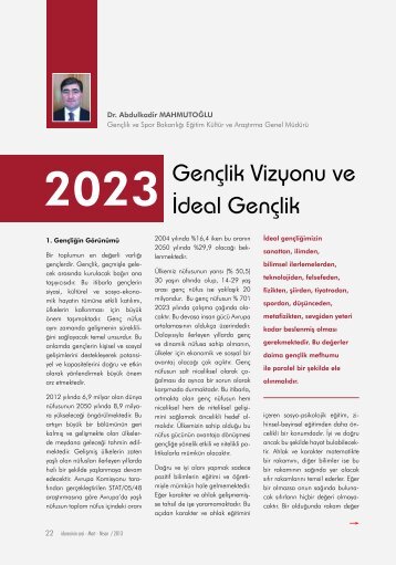 2023 GenÃ§lik Vizyonu ve Ä°deal GenÃ§lik Abdulkadir MAHMUTOÄLU