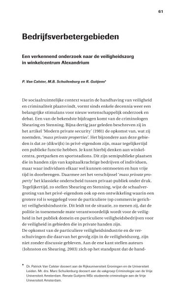 Bedrijfsverbetergebieden - Marc Schuilenburg