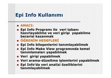 Epi Info KullanÄ±mÄ±