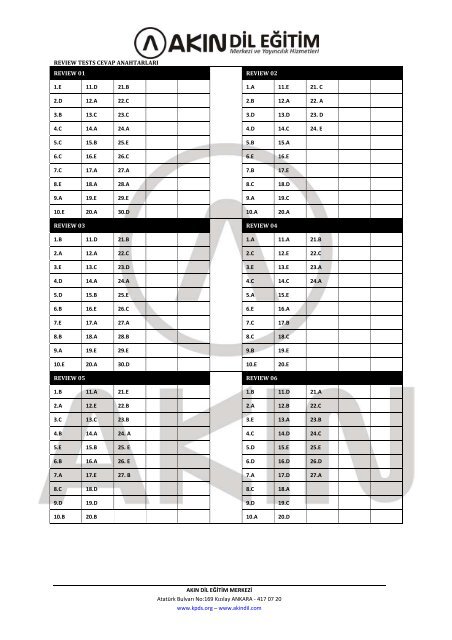 cevap anahtarı - KPDS.org