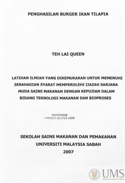 penghasilan burger ikan tilapia teh lai queen sekolah sains ... - UMS