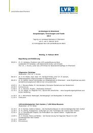 Programm der Tagung „Archäologie im Rheinland. Ausgrabungen, Forschungen und Funde 2014“