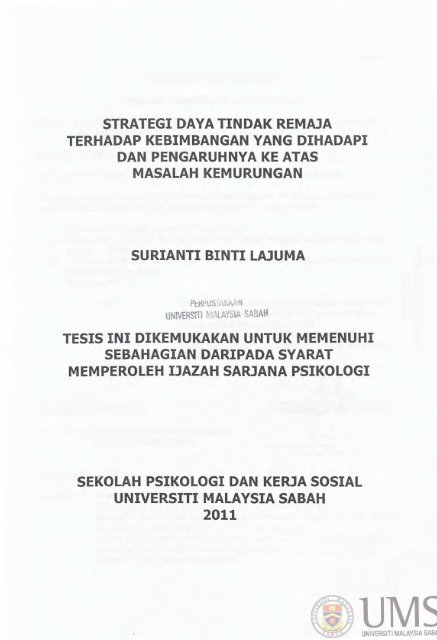 strategi daya tindak remaja terhadap kebimbangan yang ... - UMS