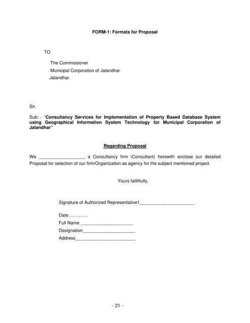 REQUEST FOR PROPOSAL - Municipal Corporation Jalandhar