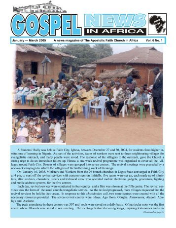 Vol. 6 No. 1 - Apostolic Faith, West & Central Africa