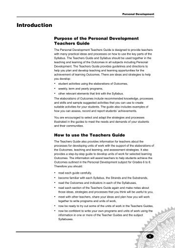 Personal Development Syllabus - Upper Primary - Teachers Guide