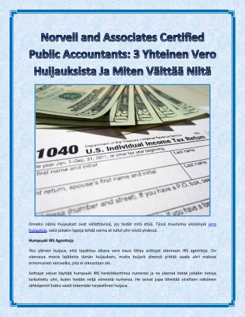 Norvell and Associates Certified Public Accountants: 3 Yhteinen Vero Huijauksista Ja Miten Välttää Niitä.pdf