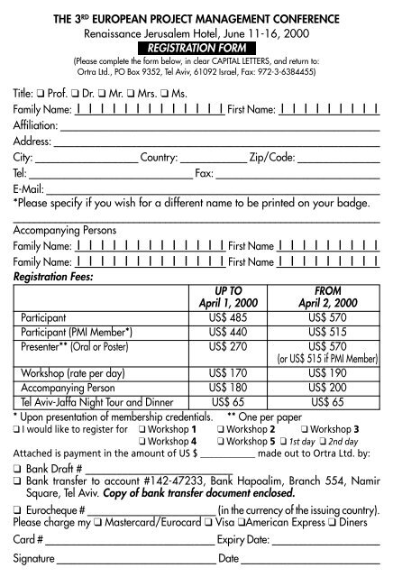 Registration and Tourist Forms - Ortra