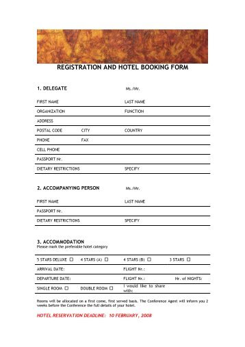 REGISTRATION AND HOTEL BOOKING FORM-Jan 08 _2 - Ortra