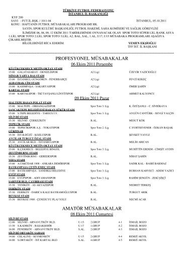 profesyonel müsabakalar amatör müsabakalar - T.F.F. İstanbul İl ...