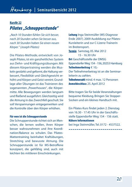 Seminarplan 2012 - DMSG Hamburg