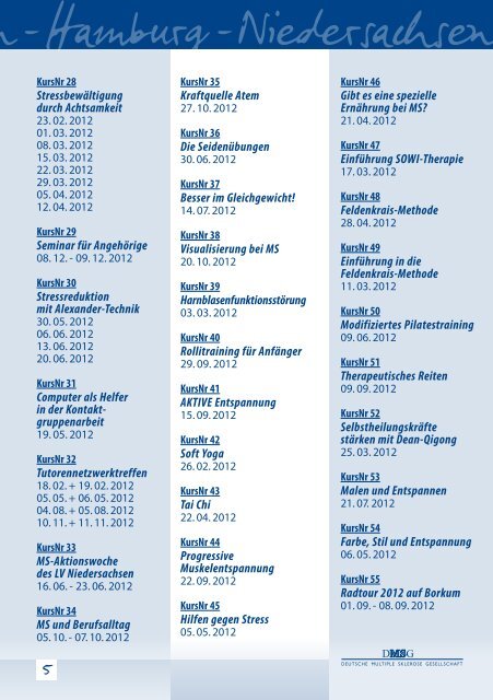 Seminarplan 2012 - DMSG Hamburg