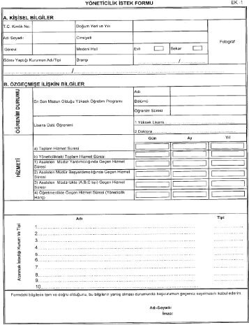 YÖNETlclLiK isTEK FORMU EK -ı A. KİŞİSEL ... - Türk Eğitim-Sen