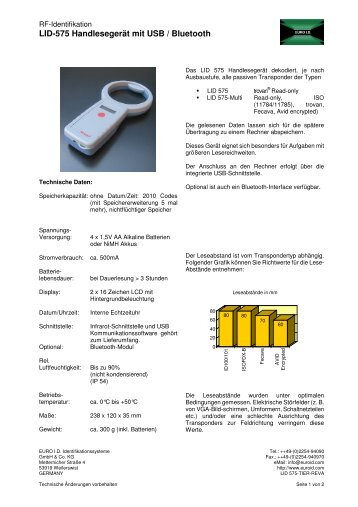 LID-575 Handlesegerät mit USB / Bluetooth - EURO ID