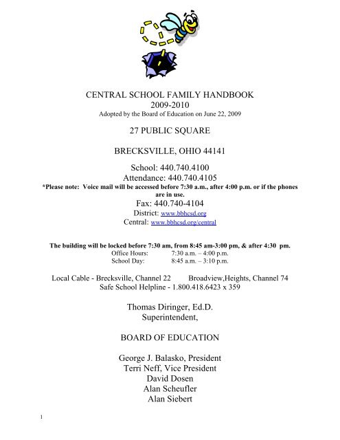 Central School Family Handbook 2009-2010(1).pdf - Brecksville ...