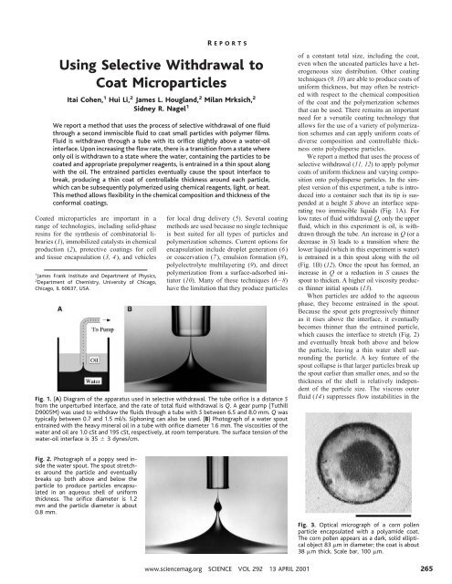 Using Selective Withdrawal to Coat Microparticles - Itai Cohen Group