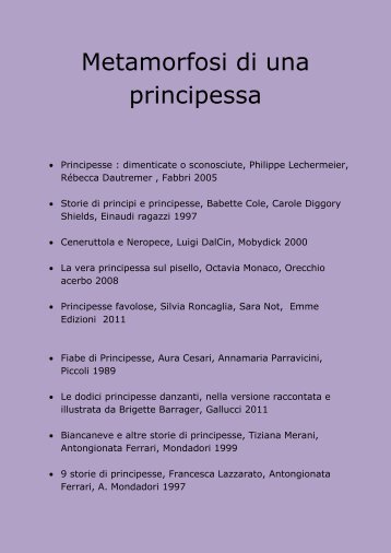 Metamorfosi di una principessa - Biblioteca Comunale di Copparo