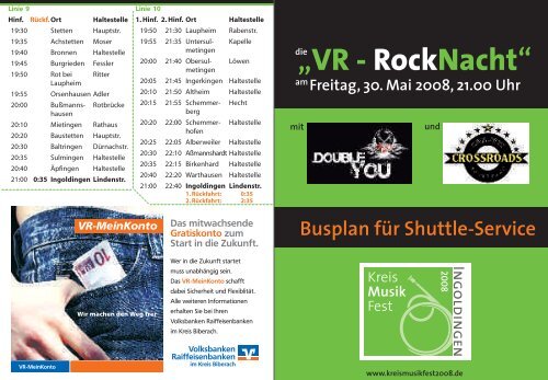 Freitag, 30. Mai 2008, 21.00 Uhr „VR - RockNacht“ - Double You