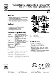 Snímač teploty odporový Ex ds jímkou ČSN bez převodníku nebo s ...