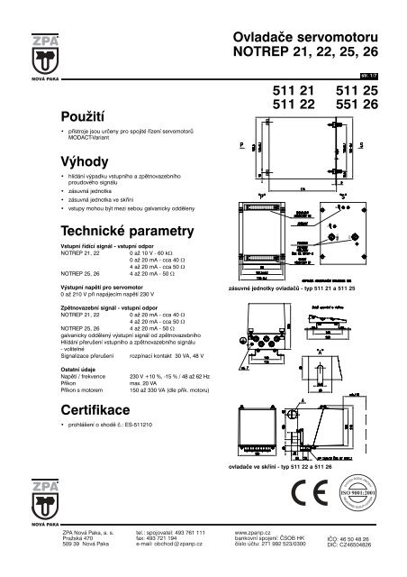 Ovladače servomotoru NOTREP 21, 22, 25, 26 511 ... - MaR TRADE