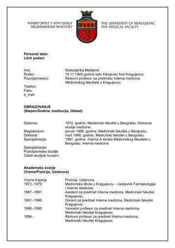 ÐÐµÑÐ¸ÑÐµÐ²Ð¸Ñ Ð¡Ð»Ð¾Ð±Ð¾Ð´Ð°Ð½ÐºÐ° - Medicinski fakultet Kragujevac