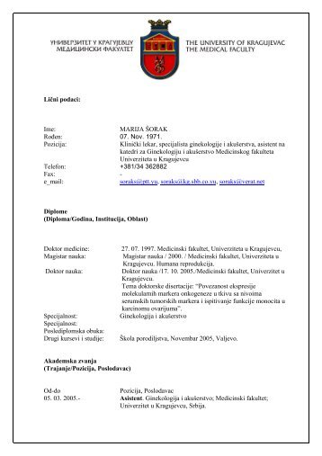 Ð¨Ð¾ÑÐ°Ðº ÐÐ°ÑÐ¸ÑÐ° - Medicinski fakultet Kragujevac - Univerzitet u ...