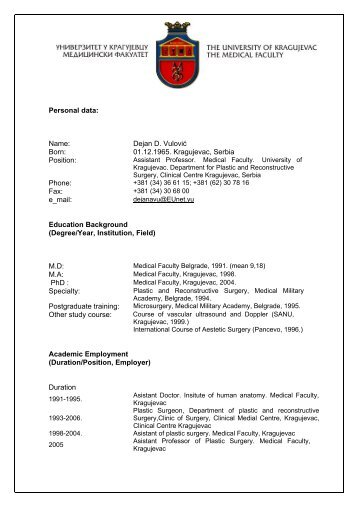 ÐÑÐ»Ð¾Ð²Ð¸Ñ ÐÐµÑÐ°Ð½ - Medicinski fakultet Kragujevac - Univerzitet u ...