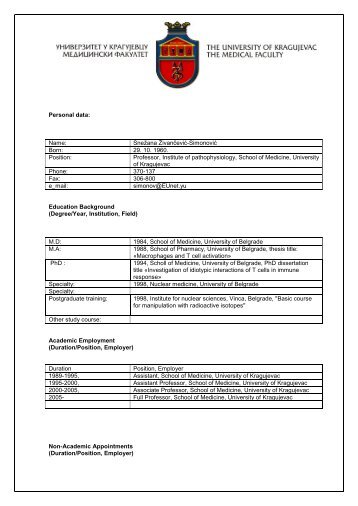 ÐÐ¸Ð²Ð°Ð½ÑÐµÐ²Ð¸Ñ-Ð¡Ð¸Ð¼Ð¾Ð½Ð¾Ð²Ð¸Ñ Ð¡Ð½ÐµÐ¶Ð°Ð½Ð° - Medicinski fakultet Kragujevac
