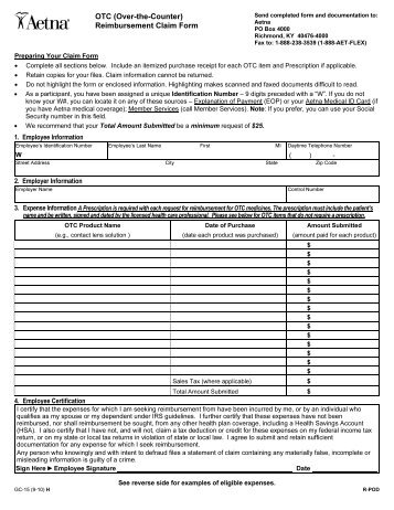 OTC (Over-the-Counter) Reimbursement Claim Form