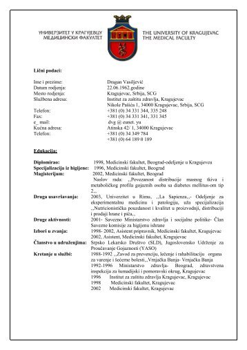ÐÐ°ÑÐ¸ÑÐµÐ²Ð¸Ñ ÐÑÐ°Ð³Ð°Ð½ - Medicinski fakultet Kragujevac