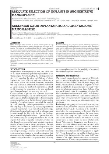 adequate selection of implants in augmentative mammoplasty ...