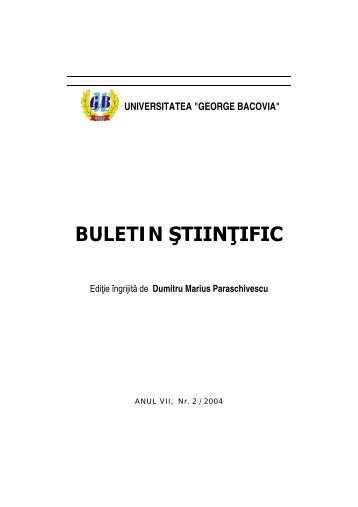 Buletin ÅtiinÅ£ific - Universitatea George Bacovia