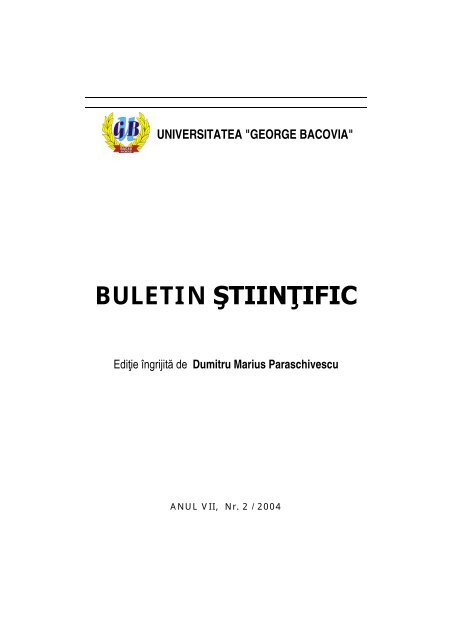 Buletin ÅŸtiinÅ£ific - Universitatea George Bacovia