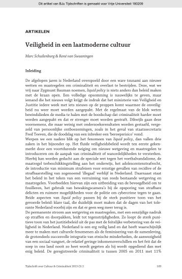 Veiligheid in een laatmoderne cultuur - Marc Schuilenburg