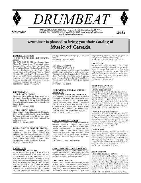 Music Of Canada Drumbeat 2 Drumbeat Indian Arts