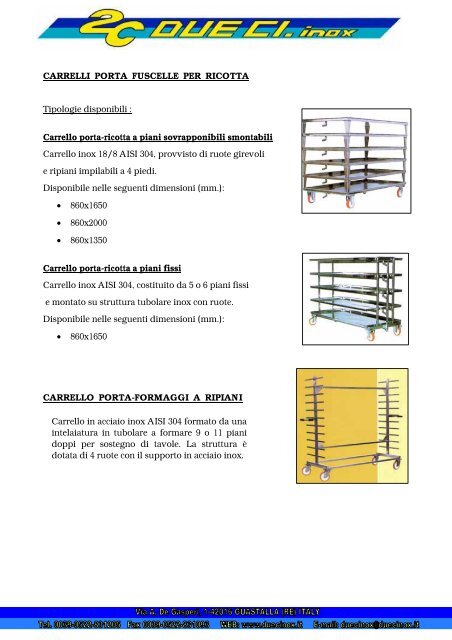 CARRELLI PORTA FUSCELLE PER RICOTTA