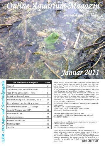 OAM Ausgabe Januar 2011 - Online Aquarium-Magazin