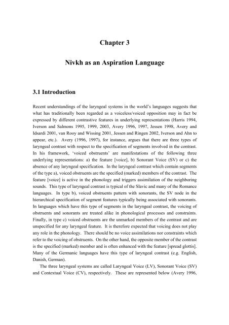 Chapter 3 Nivkh as an Aspiration Language