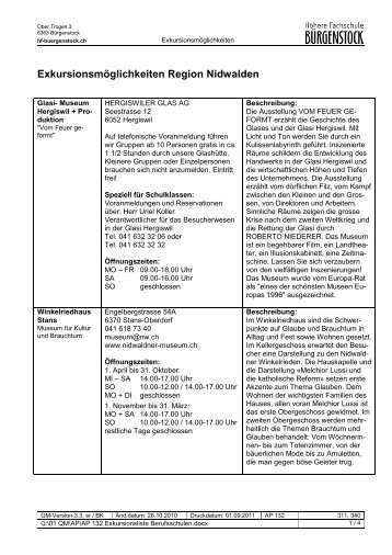 Download ExkursionsmÃ¶glichkeiten - HÃ¶here Fachschule BÃ¼rgenstock