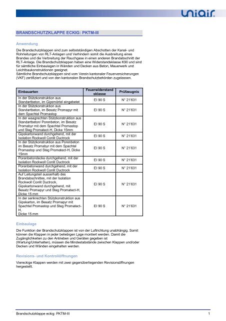 01-Brandschutzklappen PKTM-III eckig 2013-02.pdf - uniair.li