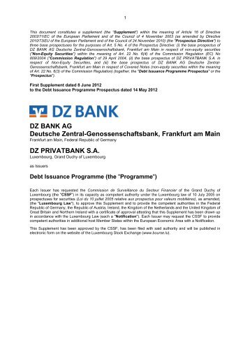DZ BANK AG Deutsche Zentral ... - DZ Privatbank
